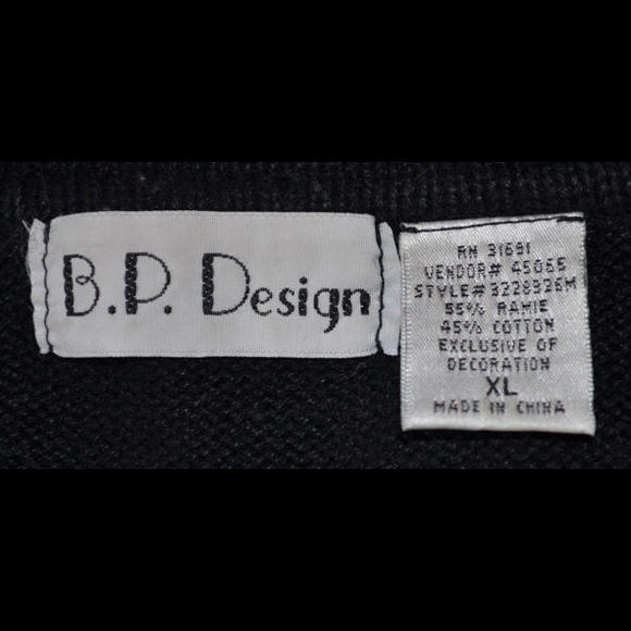 BP Design Black Sweater w/Stockings Ribbons Pearls Christmas Holiday Women's XL - Picture 5 of 5